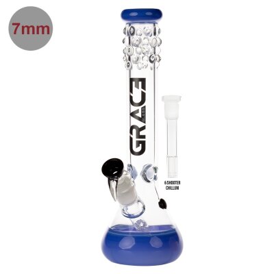 Grace Glass Perlen Glas-Bong Blau 40cm & Kräuter...