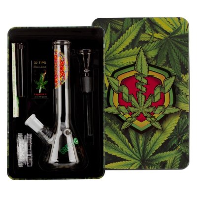 Greenline Bong giftset with 1 x Bong - 1 x Grinder - 1 x lighter - 5 x screen -