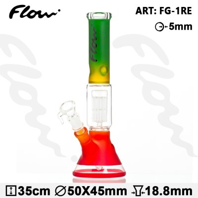 Flow Beaker Bong Glass -Rasta- H:35cm-Ø:45mm-...