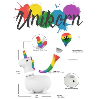 PieceMaker Unikorn Silikonbong Einhorn 145x130x75mm