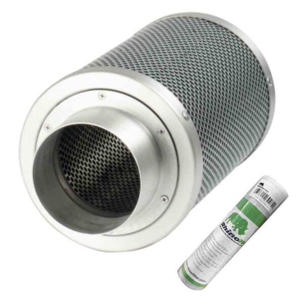 Rhino Hobby Aktivkohlefilter 100mm 225m³/h – Geruchsfilter für Grow-Zelte & Räume