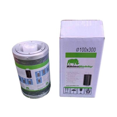 Rhino Hobby Aktivkohlefilter 100mm 225m³/h – Geruchsfilter für Grow-Zelte & Räume
