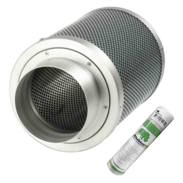 Rhino Hobby Aktivkohlefilter 125mm 350m³/h – Geruchsfilter Growraum & Zelt