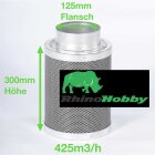 Rhino Hobby Aktivkohlefilter 125mm 350m³/h – Geruchsfilter Growraum & Zelt