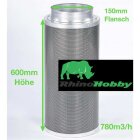 Rhino Hobby Aktivkohlefilter 150mm 700m³/h – extra lang, für große Growzelte